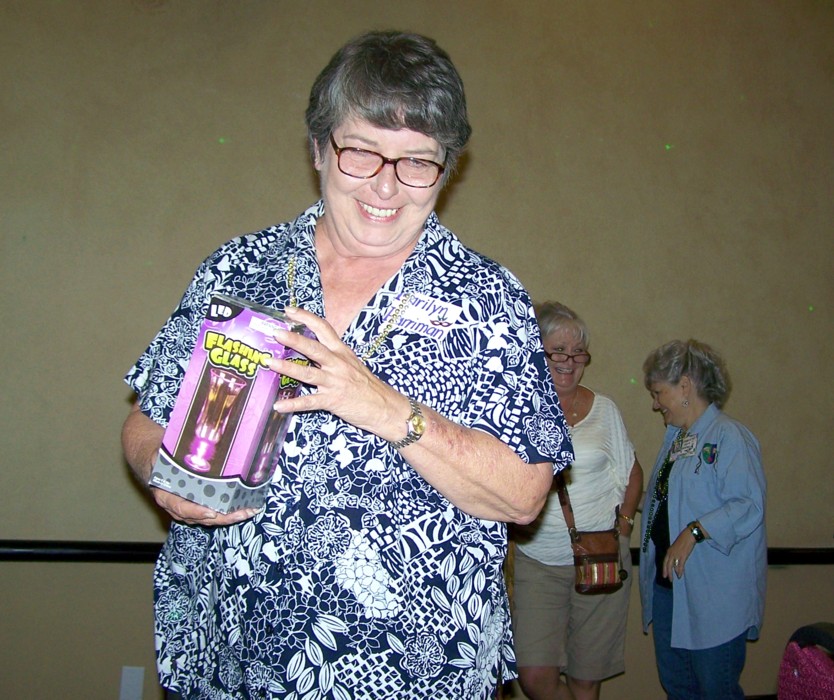 Marilyn Harriman with a door prize gift